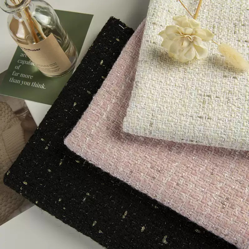 Бежевый цвет и золотая проволо – обзор и цена Sewing Tweed Fabric